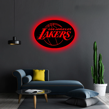 Wooden Los Angeles Lakers LED Logo Luminous For Football Fans