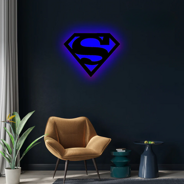 Wooden LED Logo Backlight - Superman