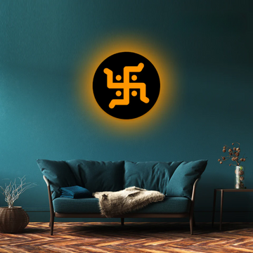 Wooden LED Logo Backlight Hindu-Swastika