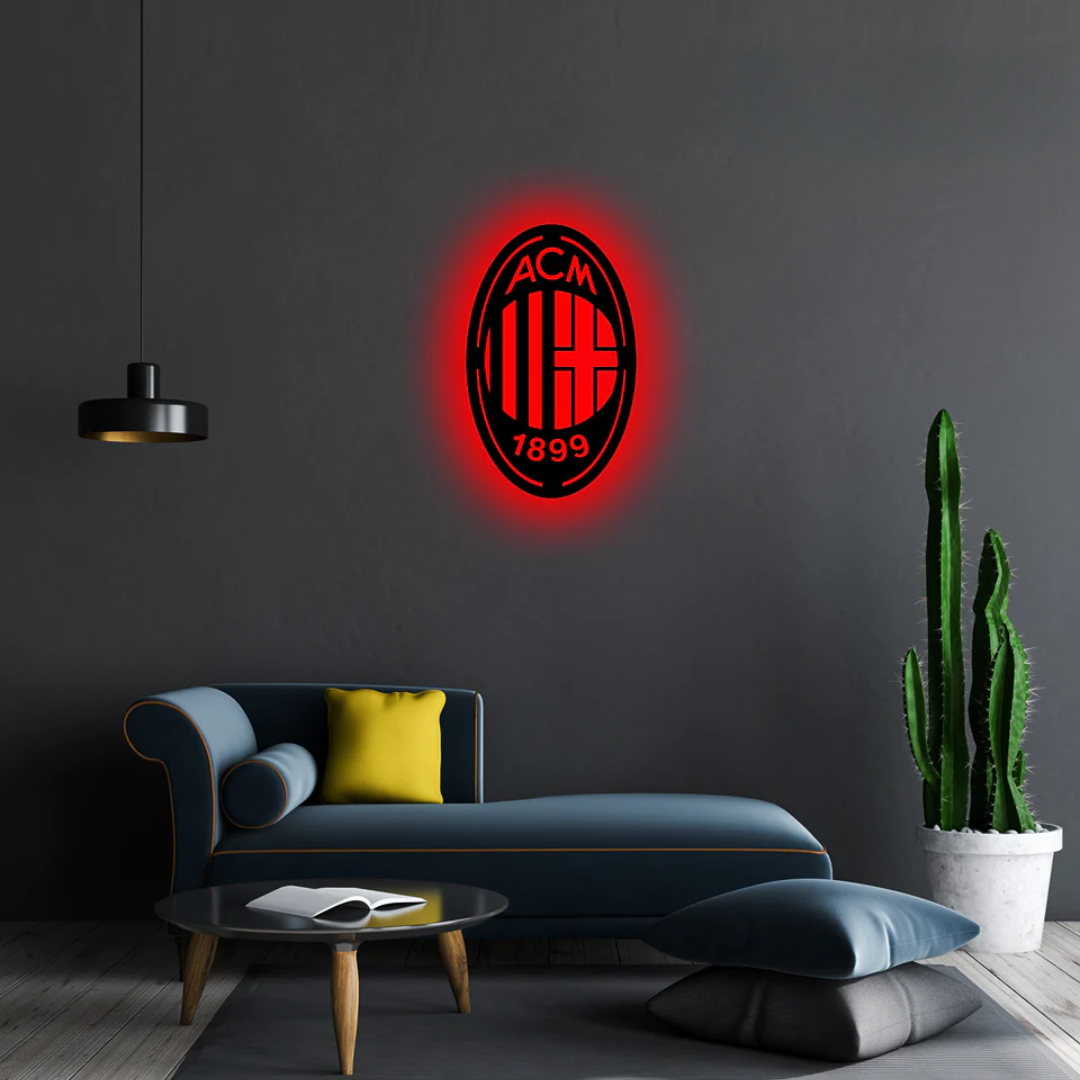 Wooden AC Milan LED Logo Luminous For Football Fan's