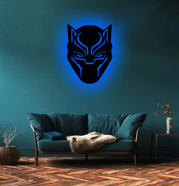 Wooden LED Logo - Superhero Black Panther