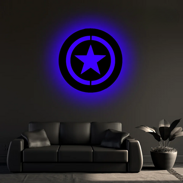 Wooden LED Logo - Superhero Captain America