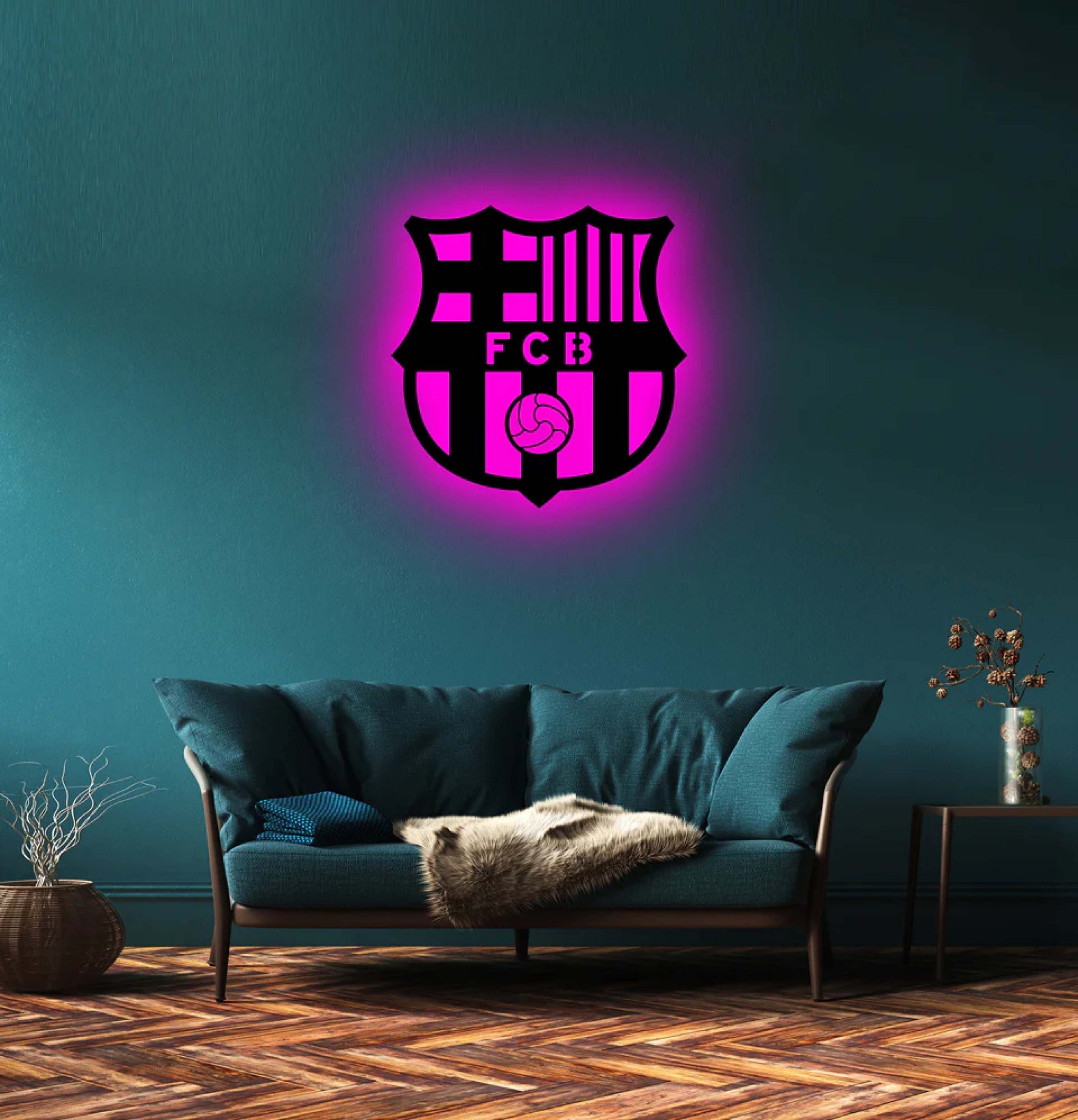 Wooden FC Barcelona LED Logo For Football Fan's