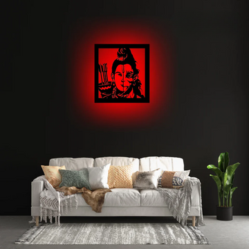 Wooden LED Logo - Lord Shree Ram + Hanuman ji