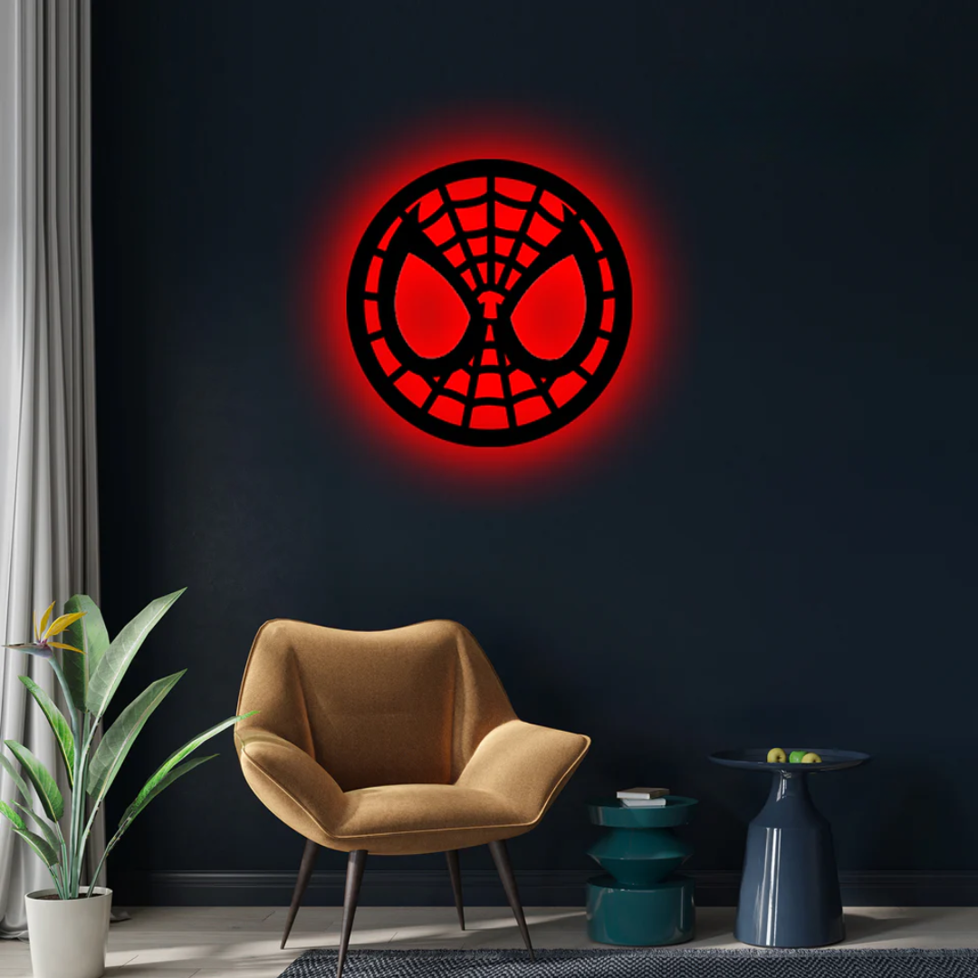 Wooden LED Logo Backlight Spiderman