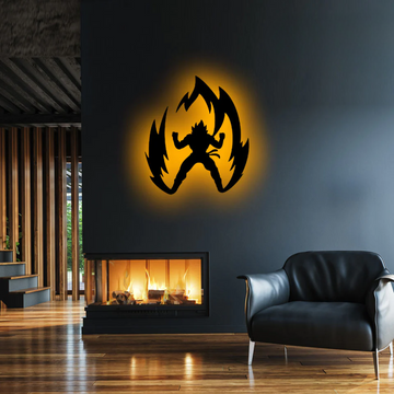 Wooden LED Logo Anime Goku Super Saiyyan