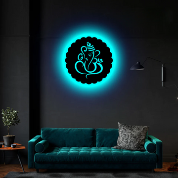 Wooden LED Logo - Lord Ganesh