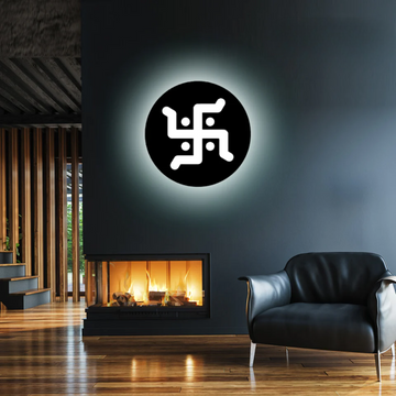 Wooden LED Logo Backlight Hindu-Swastika