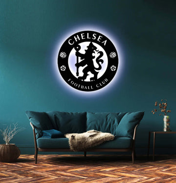 Wooden Chelsea FC LED Logo Luminous For Football Fan's