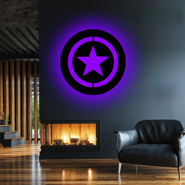 Wooden LED Logo - Superhero Captain America