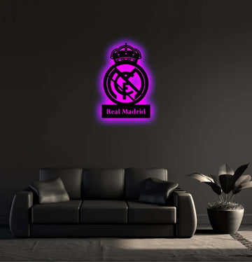 Wooden Real Madrid FC LED Logo For Football Fan's