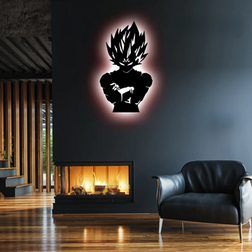 Wooden LED Logo Anime - Vegeta