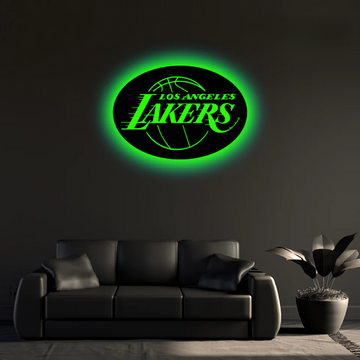 Wooden Los Angeles Lakers LED Logo Luminous For Football Fans